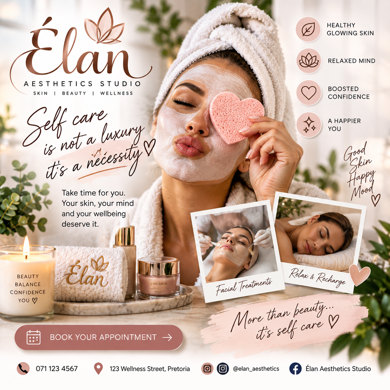 Élan Aesthetics Studio self-care social-media portfolio concept